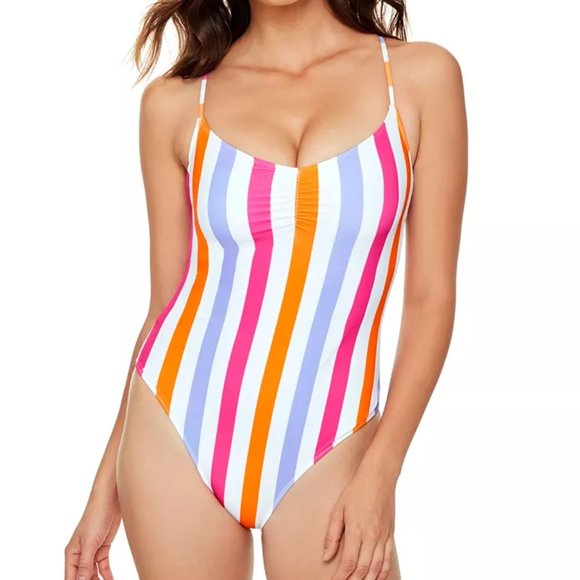 Salt + Cove Striped Side-Lace One-Piece Swimsuit - Picture 1 of 4